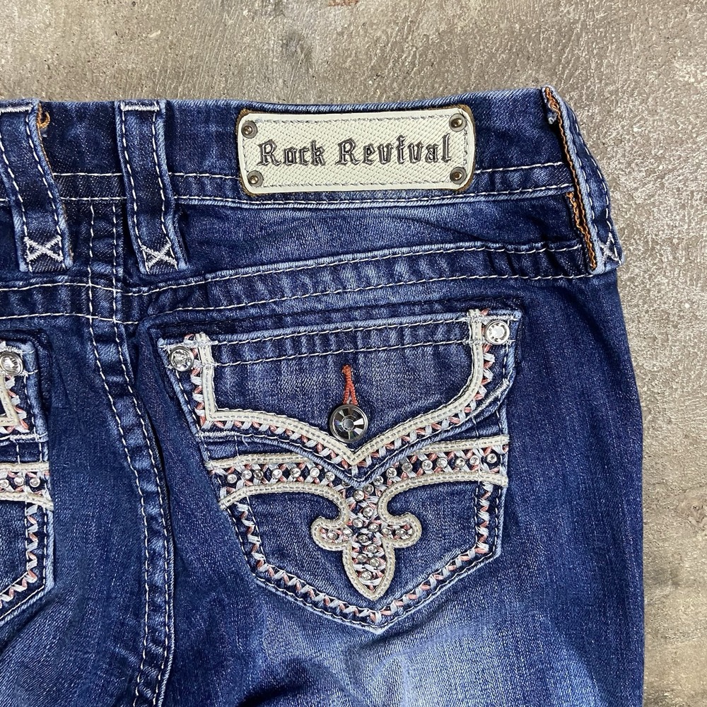 Vintage Y2K Rock Revival Esther Jeans Women's Size 30 Mid Rise Boot Cut - Picture 6 of 11